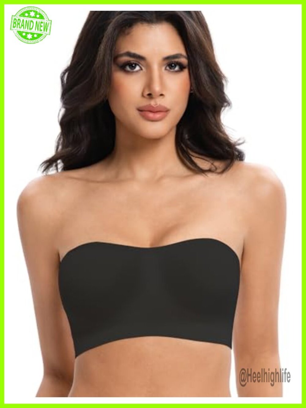 Strapless Bra Non-Slip Soft Padded Wireless Bandeau Full Coverage Pull-On